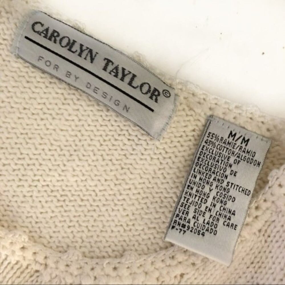 CAROLYN TAYLOR Floral Embroidered Sweater Size Medium VINTAGE - Picture 5 of 10